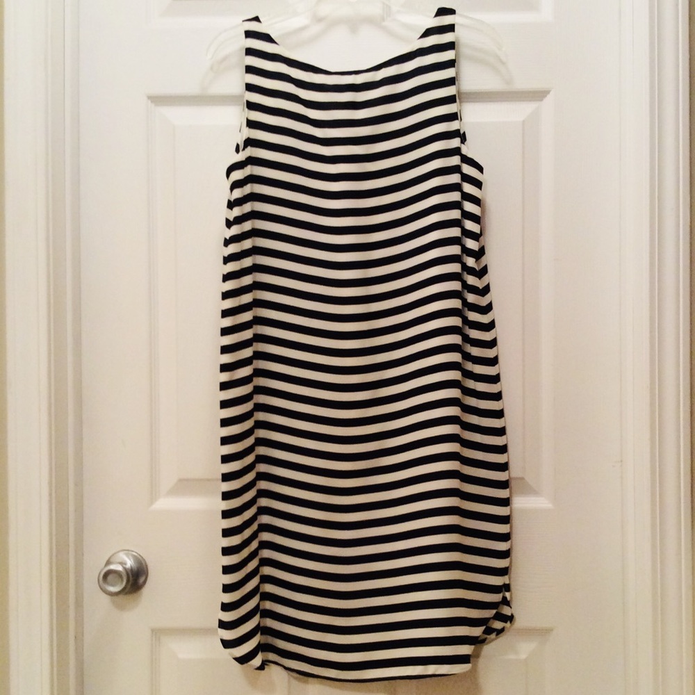 *NWT* LOFT Navy Blue/White Striped Dress - Picture 4 of 4